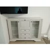 Comodă White 2W3S1B, 2 uși vitrate, 3 sertare și bar integrat, MDF și PAL melaminat, mânere metalice, 161x45x119 cm, frasin alb/pin argintiu picture - 8