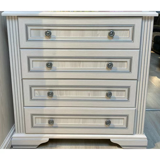 Comodă White 4S, 4 sertare, MDF frezat și PAL melaminat, 93x45x94 cm, frasin alb și pin argintiu picture - 2