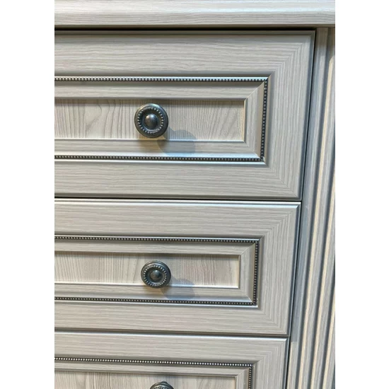 Comodă White 4S, 4 sertare, MDF frezat și PAL melaminat, 93x45x94 cm, frasin alb și pin argintiu picture - 3