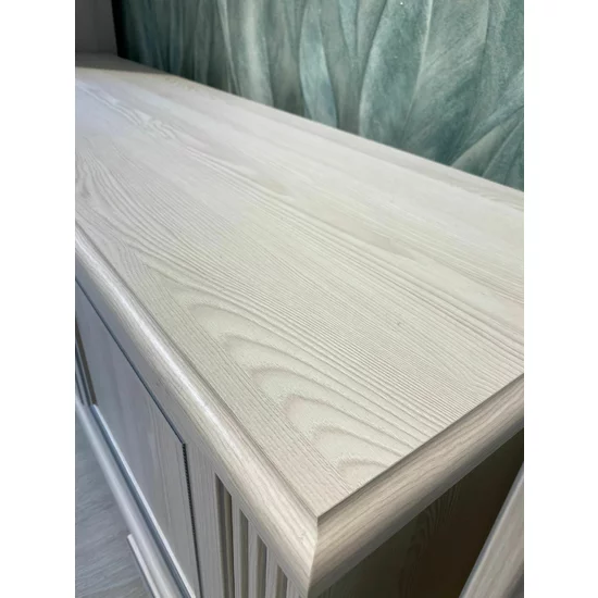 Comodă White RTV, spații depozitare multiple, MDF și PAL melaminat, design modern, 161x53x44.5 cm, alb frasin/pin argintiu picture - 3