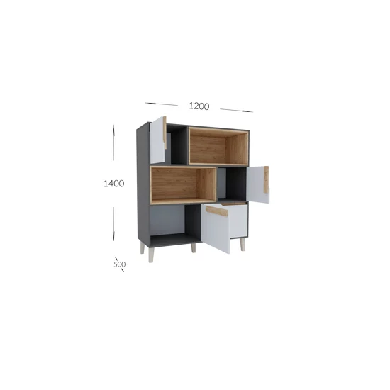 Comodă Wood, 3 sertare spațioase, structură PAL melaminat + MDF, 120x140x50 cm, personalizabil picture - 2
