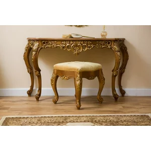 Consolă Vicky, design clasic cu detalii sculptate manual, lemn masiv și MDF, 130x42x79 cm, culoare personalizabilă