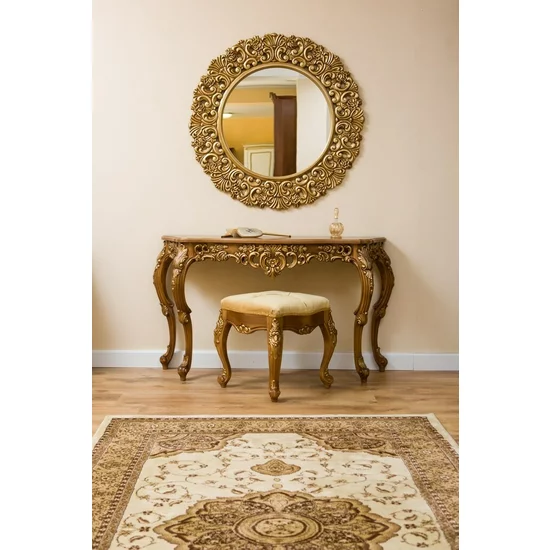 Consolă Vicky, design clasic cu detalii sculptate manual, lemn masiv și MDF, 130x42x79 cm, culoare personalizabilă picture - 3