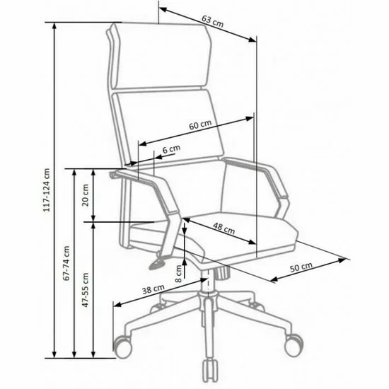 Scaun Costa birou cu mecanism TILT, piele ecologică, 60x63x117-124 cm, alb-negru picture - 5
