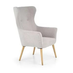 Fotoliu Cotto tapițat din stofă și lemn masiv, 73x76x99 cm, gri deschis