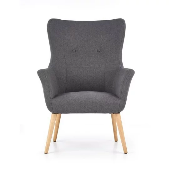 Fotoliu Cotto tapițat din stofă și lemn masiv, 73x76x99 cm, gri închis picture - 2