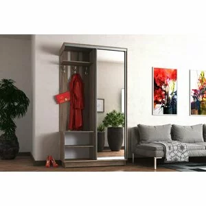 Cuier Alice, Cu Oglindă Simplă Și Spații Depozitare, PAL, 220x120x45 cm, Alb