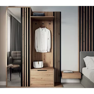 Cuier Amber,negru - 140x40x200 cm, design modern, PAL melaminat