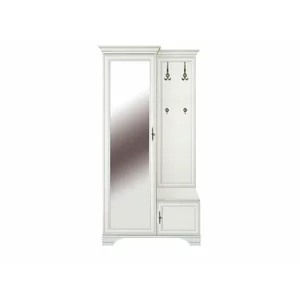 Cuier Idento cu oglindă 110 P/L, MDF și PAL, spațiu depozitare, 115.5x44x210 cm, alb alpin