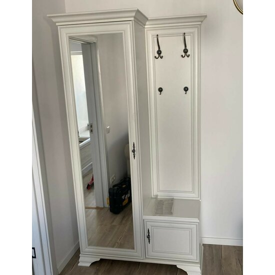 Cuier Idento cu oglindă 110 P/L, MDF și PAL, spațiu depozitare, 115.5x44x210 cm, alb alpin picture - 4