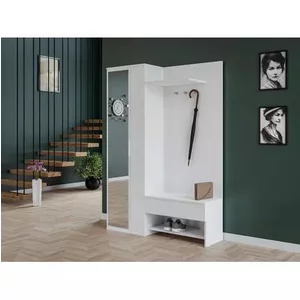 Cuier Milo Matt cu finisaj mat, design minimalist și PAL melaminat, 140x40x200 cm, alb