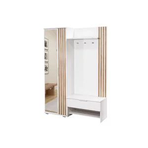 Cuier Milo Z cu riflaj alb, finisaj elegant și structură din PAL, 140x40x200 cm, alb