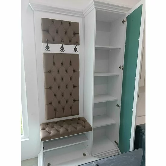 Cuier tapițat Alb, design modern, structură PAL și tapițerie, 130/40/210 cm, alb picture - 3
