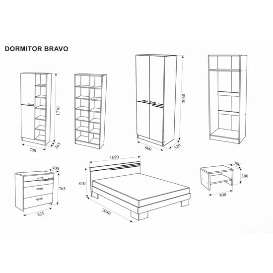 Dormitor Bravo - crem - 160x200 cm complet, PAL picture - 2
