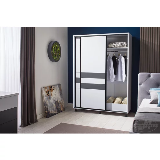 Dormitor Cristal, alb-grafit- pat160x200 cm  modern, PAL picture - 5