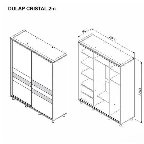 Dormitor Cristal - bej - pat 160x200 cm, modern, PAL picture - 7