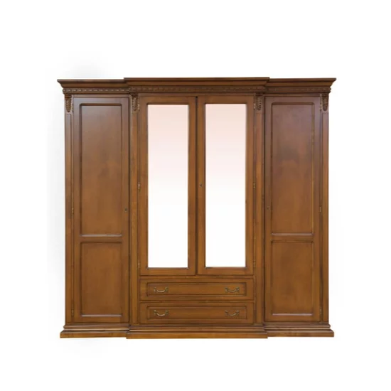 Dormitor Diana, set complet (dulap 4 uși, comodă 3S, 2 noptiere, pat 160), lemn masiv fag + tei, PAL/MDF furniruit nuc, saltea 160x200 cm, finisaj la alegere picture - 4