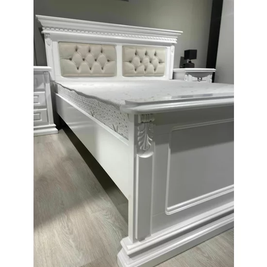 Dormitor Diana complet, design clasic, material lemn masiv și MDF, set mobilier elegant, alb picture - 3