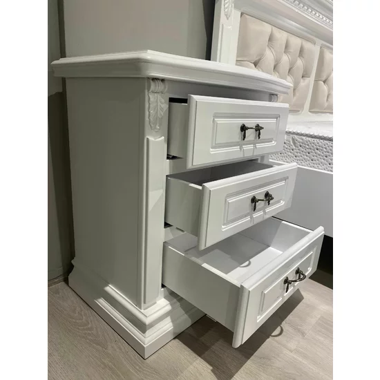 Dormitor Diana complet, design clasic, material lemn masiv și MDF, set mobilier elegant, alb picture - 7