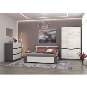 Dormitor Geneva Gri Grafit si Stejar Craft Alb