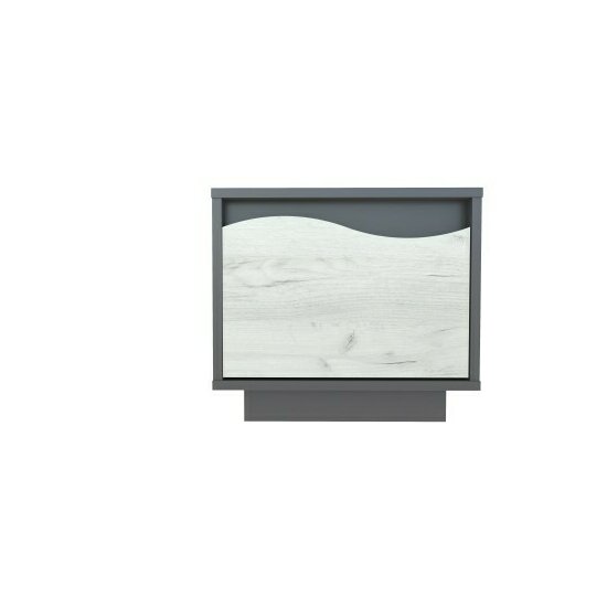 Set Dormitor Geneva Modular, PAL Laminat, 160x200 cm, Gri Grafit și Stejar Craft Alb picture - 5