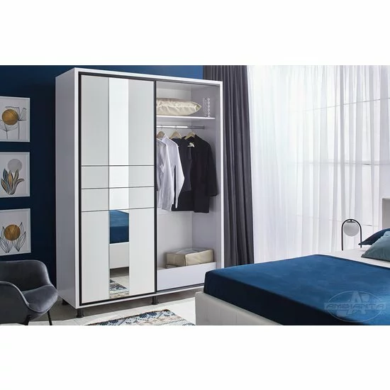 Dormitor Rio, set complet cu pat 160x200 cm, dulap spațios, 2 noptiere și comoda, PAL melaminat, alb picture - 3