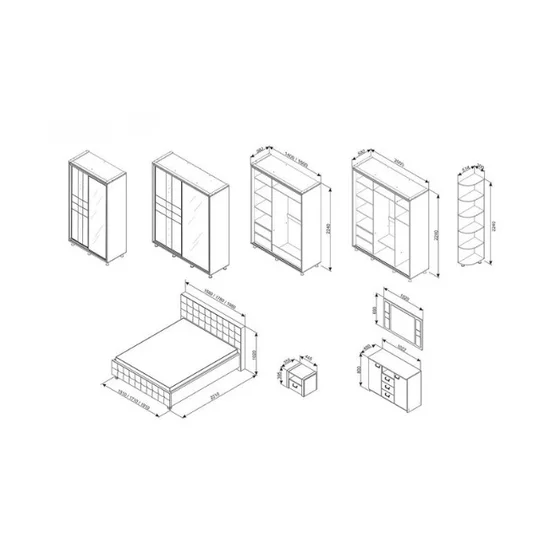 Dormitor Rio, set complet cu pat 160x200 cm, dulap spațios, 2 noptiere și comoda, PAL melaminat, alb picture - 4