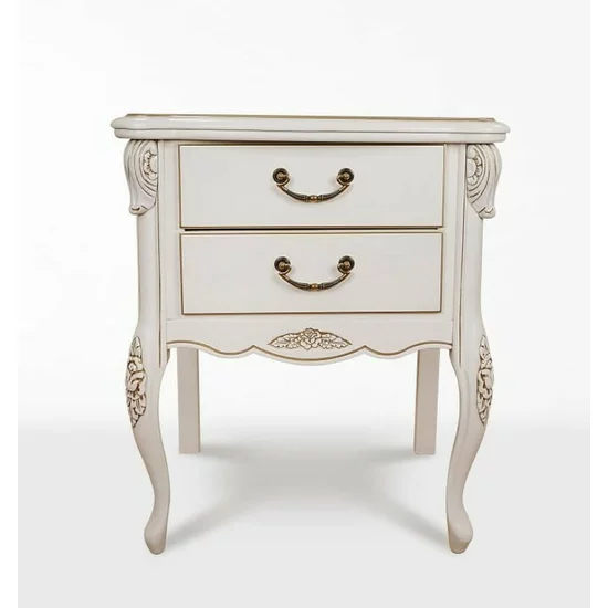 Dormitor Izabela complet, pat cu tăblie tapițată și dulap spațios, lemn masiv și MDF, dimensiune pat 180x200 cm, alb patinat picture - 6