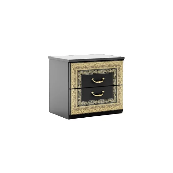 Dormitor Jennifer, Set Complet Cu Pat 160x200, Dulap 6 Uși, Comodă Și Noptiere, PAL, Negru picture - 6