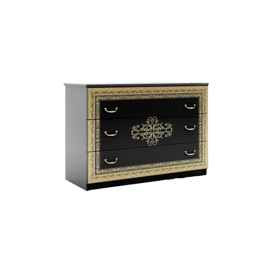 Dormitor Jennifer, Set Complet Cu Pat 160x200, Dulap 6 Uși, Comodă Și Noptiere, PAL, Negru picture - 5