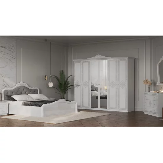 Dormitor Luiza, Set Mobilier, Design Clasic, PAL Melaminat, 160x200 cm, Alb picture - 2