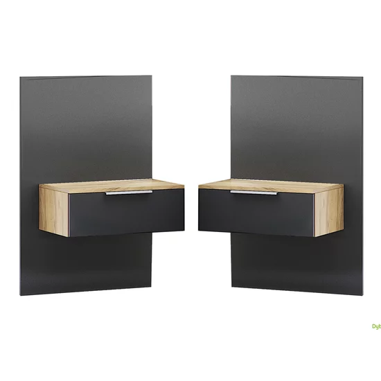 Dormitor Luna, cu pat 160x200 cm, dulap 6 uși, 2 noptiere, comodă 3 sertare, stejar-lava picture - 19