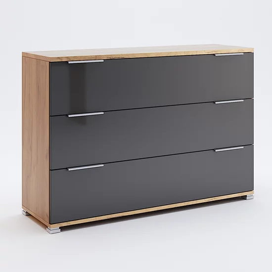 Dormitor Luna, cu pat 160x200 cm, dulap 6 uși, 2 noptiere, comodă 3 sertare, stejar-lava picture - 7