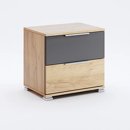 Dormitor Luna, cu pat 160x200 cm, dulap 6 uși, 2 noptiere, comodă 3 sertare, stejar-lava picture - 8