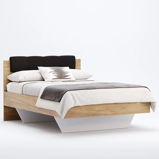 Dormitor Luna, cu pat 160x200 cm, dulap 6 uși, 2 noptiere, comodă 3 sertare, stejar-lava picture - 5