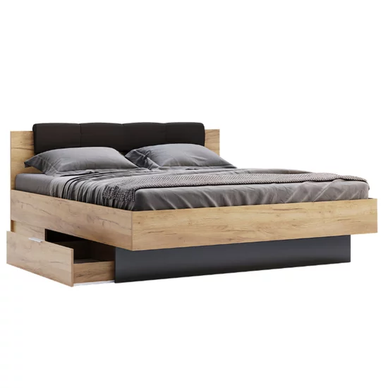 Dormitor Luna, cu pat 160x200 cm, dulap 6 uși, 2 noptiere, comodă 3 sertare, stejar-lava picture - 6