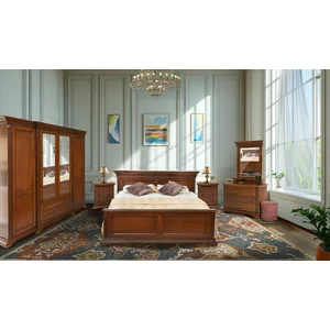 Dormitor Philadelphia din lemn masiv paltin și tei cu intarsii din furnir natural și decor sculptat manual