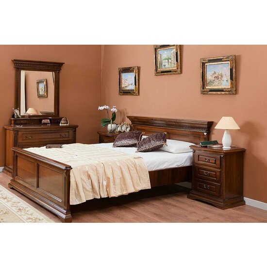 Dormitor Philadelphia din lemn masiv paltin și tei cu intarsii din furnir natural și decor sculptat manual picture - 2