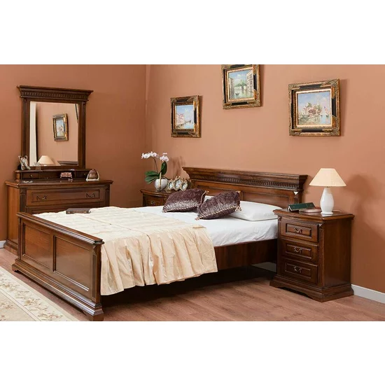 Dormitor Philadelphia din lemn masiv paltin și tei cu intarsii din furnir natural și decor sculptat manual picture - 2