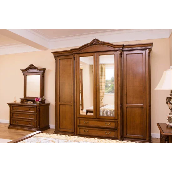 Set dormitor Sonia I, mobilier modular premium + finisaje naturale, lemn masiv fag + MDF furniruit, dimensiuni variabile, nuc picture - 2