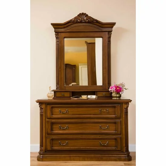 Set dormitor Sonia I, mobilier modular premium + finisaje naturale, lemn masiv fag + MDF furniruit, dimensiuni variabile, nuc picture - 4