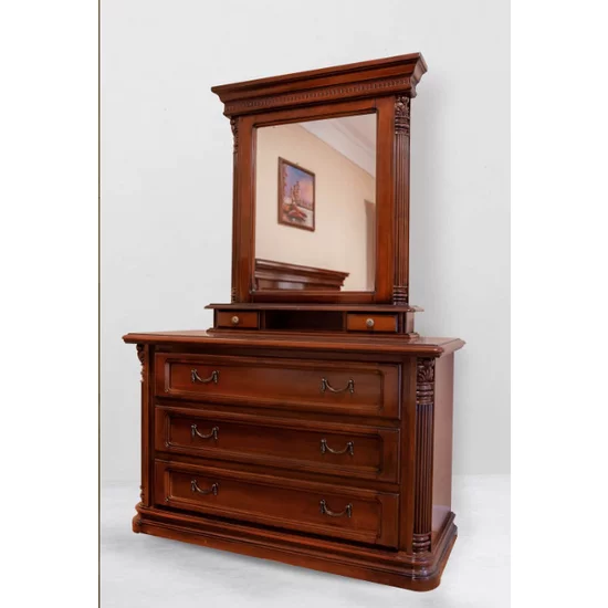 Set dormitor Sonia II, design sculptat manual + funcționalitate ridicată, lemn masiv fag + MDF furniruit, dimensiuni variabile, nuc picture - 4