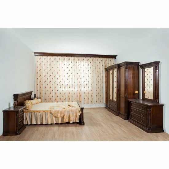 Set dormitor Sonia II, design sculptat manual + funcționalitate ridicată, lemn masiv fag + MDF furniruit, dimensiuni variabile, nuc picture - 2