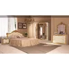 Dormitor Victoria, Stil Baroc, Set Complet Cu Pat 160x200, Dulap 4 Uși Cu Oglindă, Noptiere Și Comodă, PAL, Bej picture - 1