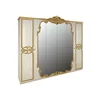Dormitor Victoria, Stil Baroc, Set Complet Cu Pat 160x200, Dulap 4 Uși Cu Oglindă, Noptiere Și Comodă, PAL, Bej picture - 6