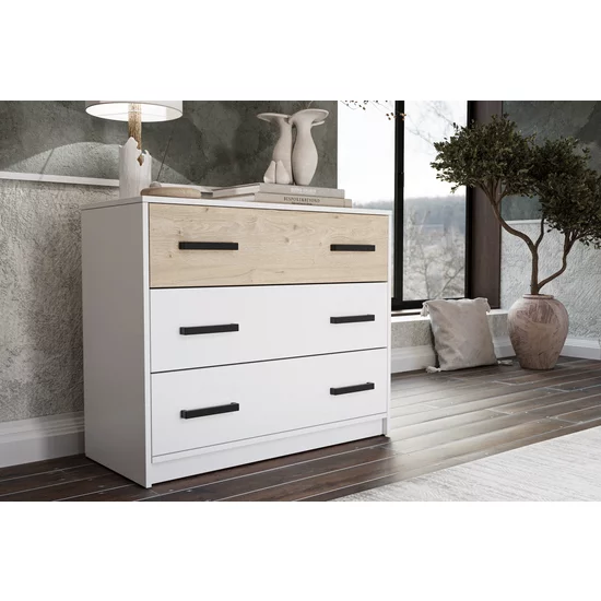 Dormitor Viva, set complet mobilier dormitor, dulap spațios, pat și noptiere incluse, structură PAL melaminat + MDF, 209x120x50 cm, Alb picture - 2