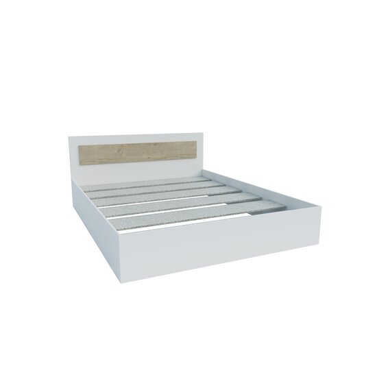 Dormitor Viva, set complet mobilier dormitor, dulap spațios, pat și noptiere incluse, structură PAL melaminat + MDF, 209x120x50 cm, Alb picture - 5