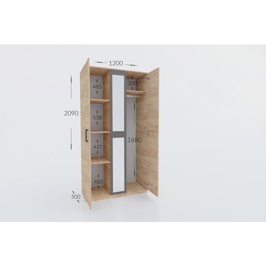 Dormitor Viva, set complet mobilier dormitor, dulap spațios, pat și noptiere incluse, structură PAL melaminat + MDF, 209x120x50 cm, Alb picture - 10