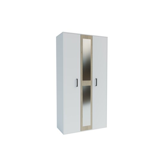 Dormitor Viva, set complet mobilier dormitor, dulap spațios, pat și noptiere incluse, structură PAL melaminat + MDF, 209x120x50 cm, Alb picture - 9