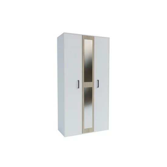 Dormitor Viva, set complet mobilier dormitor, dulap spațios, pat și noptiere incluse, structură PAL melaminat + MDF, 209x120x50 cm, Alb picture - 9